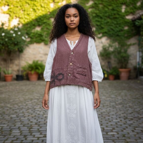 Vintage Blue Fish Womens Hemp Poet Vest 2000 Collection Loam Purple One Size - Picture 8 of 16